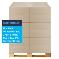 32 x 3648 Falthandtücher, C-falz, 1-lagig, 24,5 x 32,0 cm, Recycling Krepp