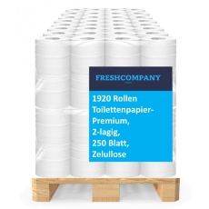 1920 Rollen Toilettenpapier Premium, 2-lagig, 250 Blatt, Zellulose