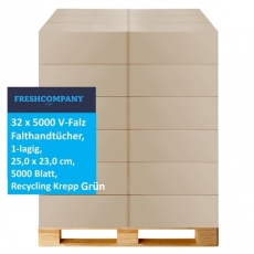 32 x 5000 V-Falz Falthandtücher, 1-lagig, 25,0 x 23,0 cm, 5000 Blatt, RC Krepp Grün